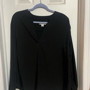 Black Ava & Viv polka dot long sleeve blouse.